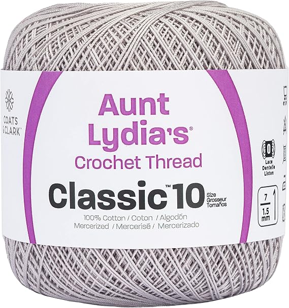 Coats Crochet 154-435 Aunt Lydia's Crochet, Cotton Classic Size 10, Silver