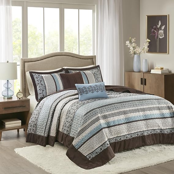 Madison Park Queen Quilt Bedding Set, Reversible Quilted Bedspread Set, 5PC
