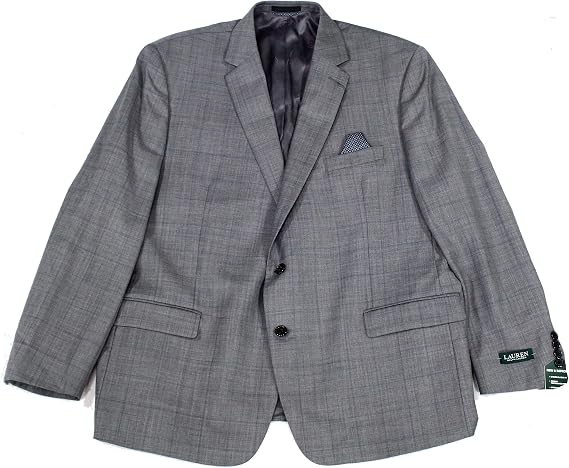 Lauren by Ralph Lauren Mens Sport Coat Plaid UltraFlex Gray 38