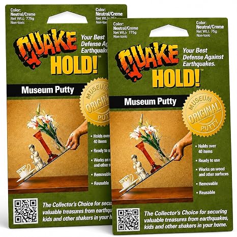 QuakeHold! 88113 Museum Putty 2.64 oz, Neutral/Creme Adhesive (2-Pack)