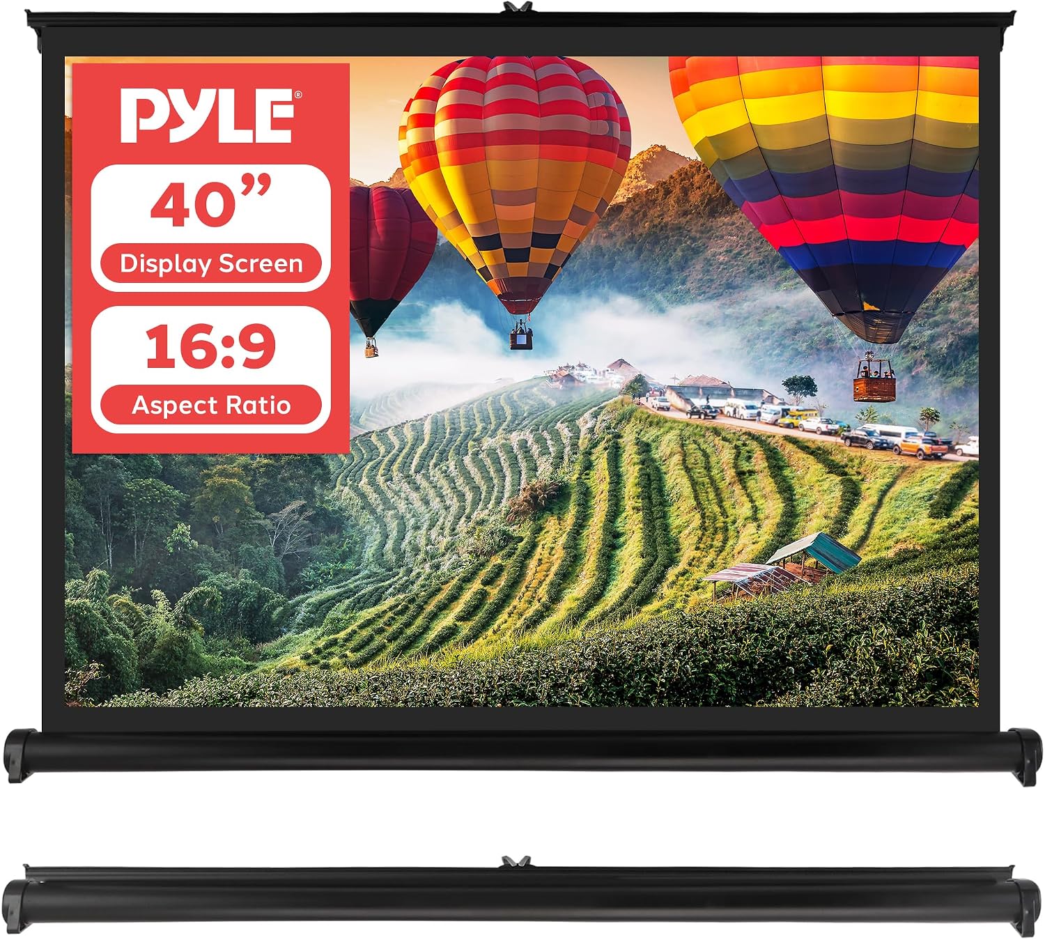 Pyle Upgraded 2018 Portable Projector Screen - Mobile Projection Screen Stand, Lightweight Carry & Durable Easy Pull Out System for Schools Meeting Conference Indoor Outdoor Use, 40 Inch PRJTP46