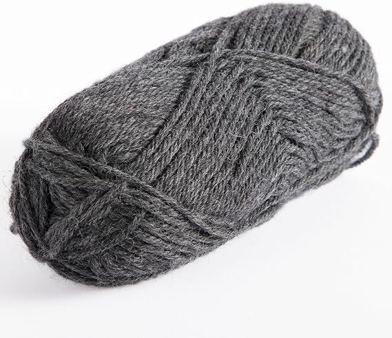 Knit Picks Wool of the Andes Gray 100% Wool Yarn for Knitting | 50g of soft worsted weight crocheting yarn in Cobblestone Heather color, good for felting.