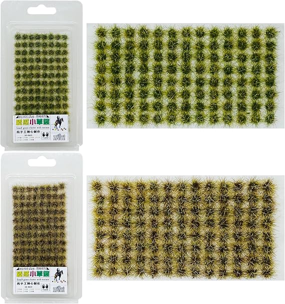 208 PCS Static Grass Tuft Model Grass Tufts Terrain Model Kit Resin Static Scenery Model for Train Landscape Railway Artificial Grass Modeling, Style 1