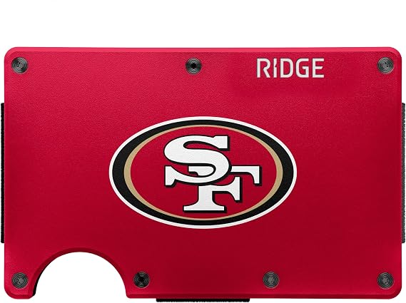 The Ridge NFL Wallet - San Francisco 49ers - Slim Wallet, Card Holder, Carry up to 12 Cards RFID Safe, Blocks Chip Readers, Minimalist Wallet With Cash Strap & Extra Money Clip