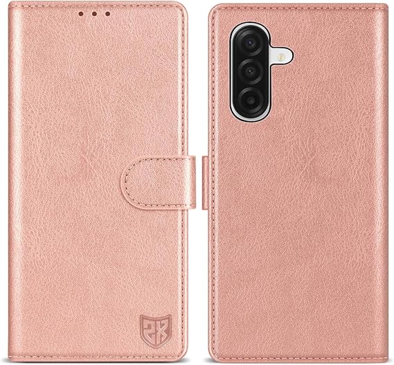 for Samsung Galaxy A17 Wallet Case Magnetic Closure 6.7 inch,Rose Gold