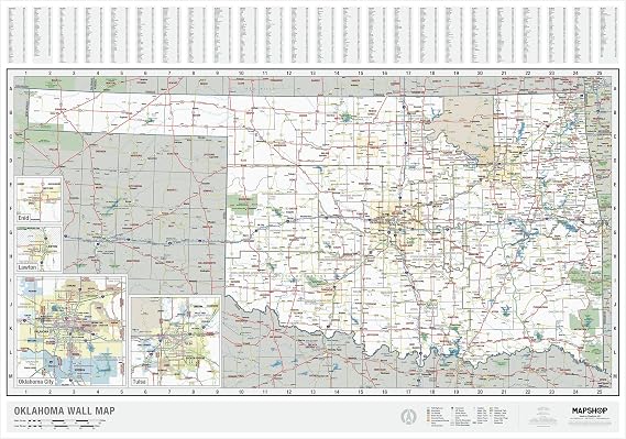 Laminated Oklahoma State Wall Map Large Poster, Includes the Most Legible Location Labels, Vibrant Blue Color Scheme, 60 x 42, Great for the Home, Office, or Classroom, Developed in the USA