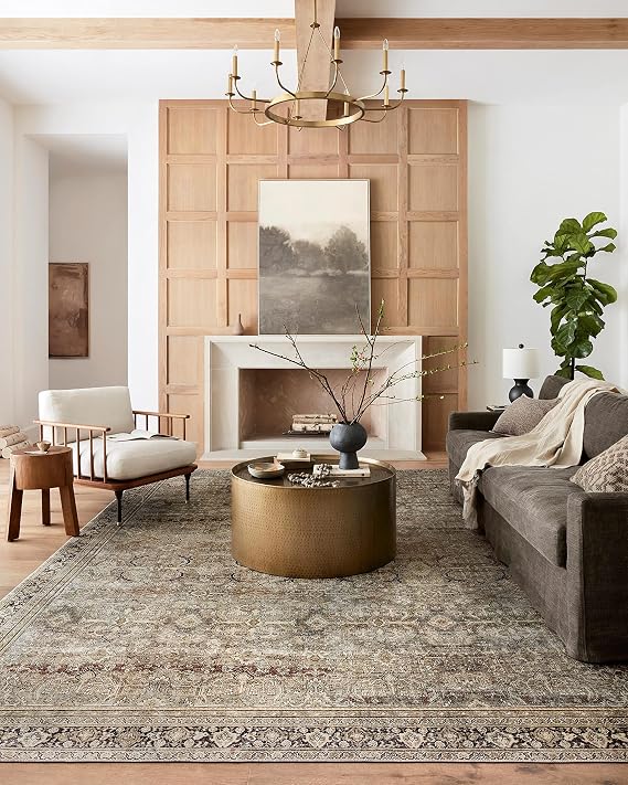 Loloi Layla Olive/Charcoal 9'-0" x 12'-0" Area Rug | LAY-03 Printed Approx. 9x12 Green Living room Dining room Bedroom, Traditional, Timeless, Classic, Sophisticated, Area Rug