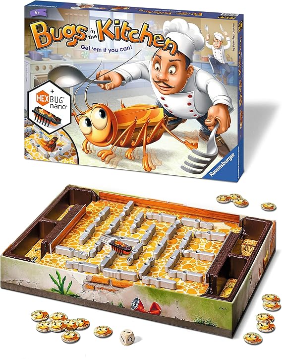 Ravensburger Bugs in the Kitchen Board Game for Kids Age 6 Years and Up - 2 to 4 Players - Catch the Hexbug Nano