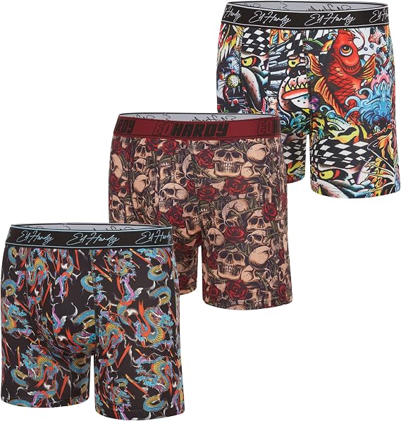 ED HARDY Mens Boxer Briefs Breathable Underwear Durable Boxers Multipack