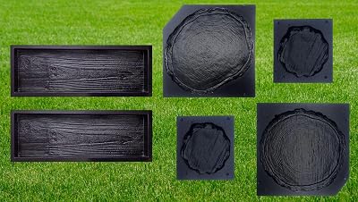 2 pcs Big DIY Precast Concrete Molds Wooden Pavers Cement Paver Mold & 2 pcs 23.34 inch Straight Edge Stone Concrete Mold Plastic ABS 2mm Cement Molds