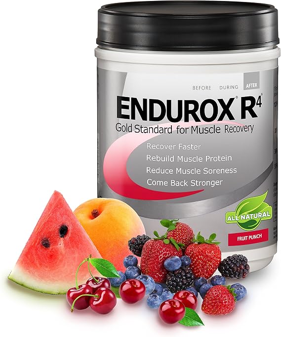 Endurox R4 by PacificHealh - All Natural Post Workout Recovery Drink Mix with Protein + Carbs & Electrolytes - For Faster Recovery, Reduced Soreness & Muscle Rebuilding - 14 Servings (Fruit Punch)