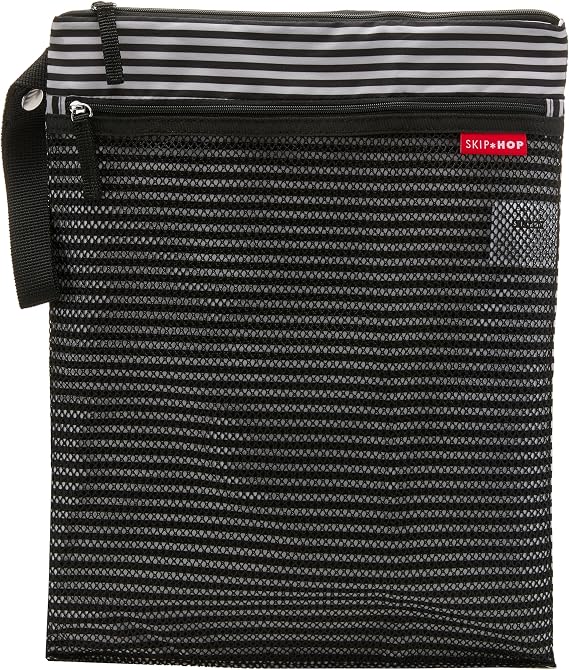 Skip Hop Waterproof Wet Dry Bag, Black & White Stripe