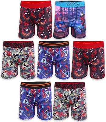 Spiderman boys Boxer Brief Multipacks With Multiple Print Choices Available in Sizes 4, 6, 8, 10, and 12