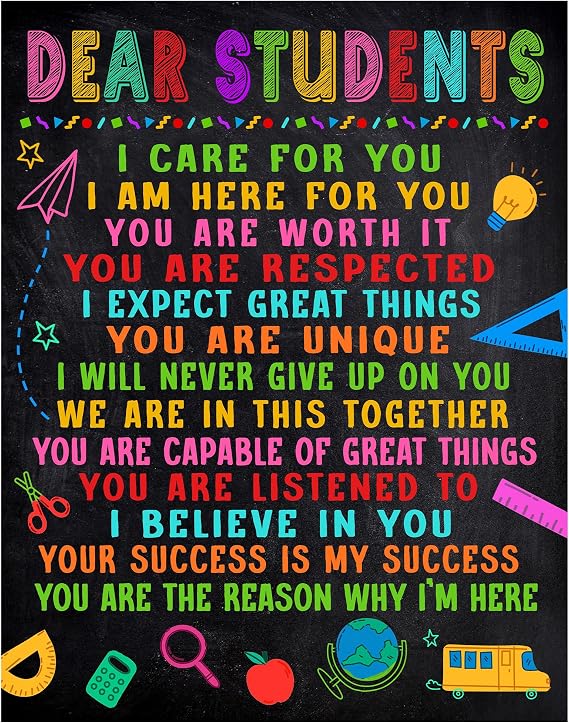 Motivational Classroom Posters 11x14 - Inspirational Teacher Wall Decor - Positive Affirmations for Students - Educational Wall Art - Colorful Classroom Decorations for Elementary High School LARGE