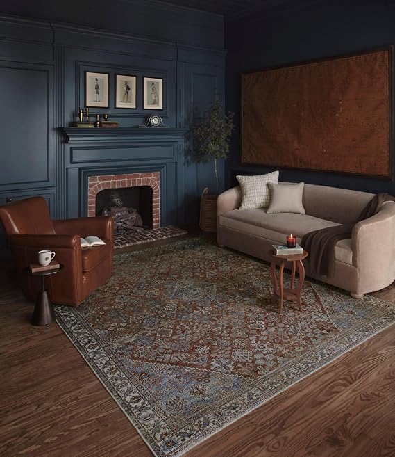 Loloi Magnolia Home Lenna Brick/Sky 2'-3" x 3'-9" Accent Rug