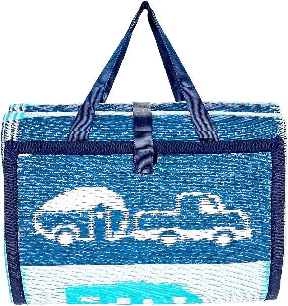 Camco Life is Better at The Campsite Handy Mat with Strap - Perfect for Picnics, Beaches, RV and Outings - Reversible RV Pattern - 60" x 78" (53266)