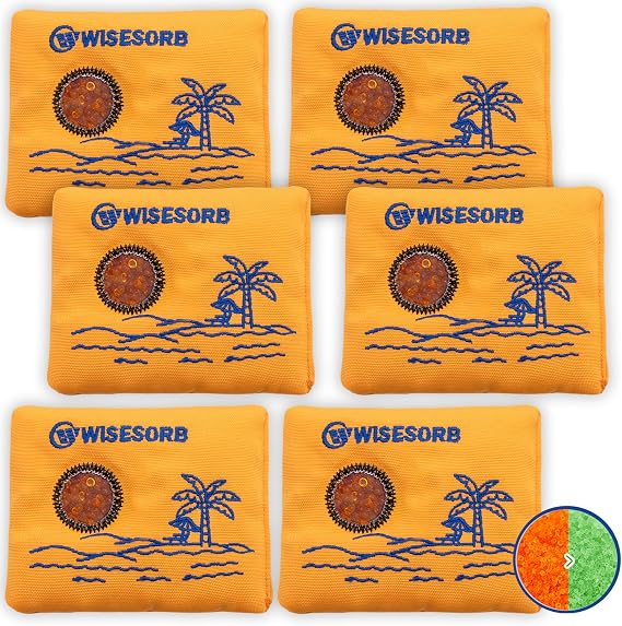 Wisesorb 50g x 6 Packs Rechargeable Desiccant Packs, Orange Indicating Silica Gel Packets, Moisture Absorber for Storage, Seeds, 3D Filaments, Electronics, Safes, Luggage - Reusable Dehumidifier Bags