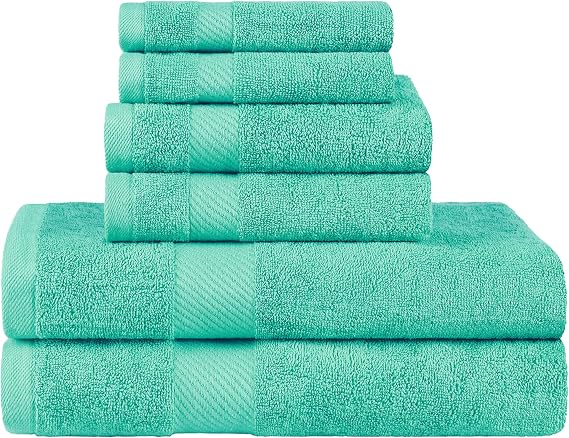 Modern 500 GSM Egyptian Cotton Super Absorbent Assorted 6 Piece Towel Set by Blue Nile Mills