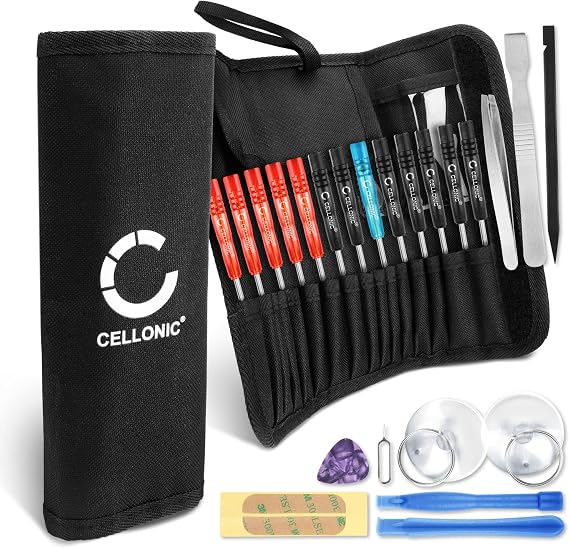 CELLONIC 23-Pc Tool Kit for Electronics – Mini Pentalobe & TORX Precision Screwdriver Set, Spudger, Opening Pry Tools Compatible for iPhone Repair Laptop Tablet Computer Toolkit Mobile Phone Repair