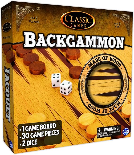 TCG Toys Solid Wood Backgammon, 10", 1032
