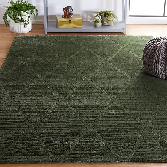 SAFAVIEH Area Rug 8x10 - Revive Collection - Large - Green, Trellis Pattern, Non-Shedding & Easy Cleaning, Ideal for Living Room, Bedroom, Office, Dining Space (REV104Y)