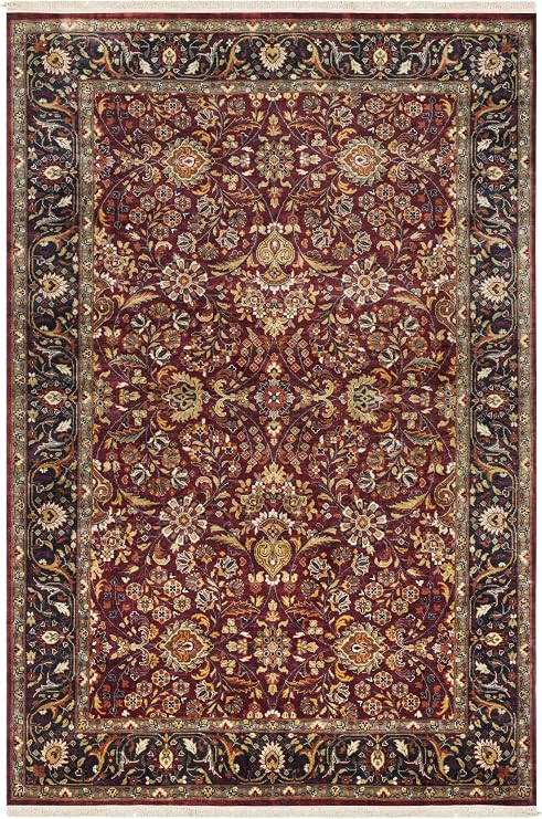 BoutiqueRugs Black Traditional Wool 5x8 Area Rug Hand Knotted Sage Mustard Burgundy Olive Rust Floral Hall Living Room Bedroom Dining Room Home Office Apartment 5'6" x 8'6" Stain Resistant