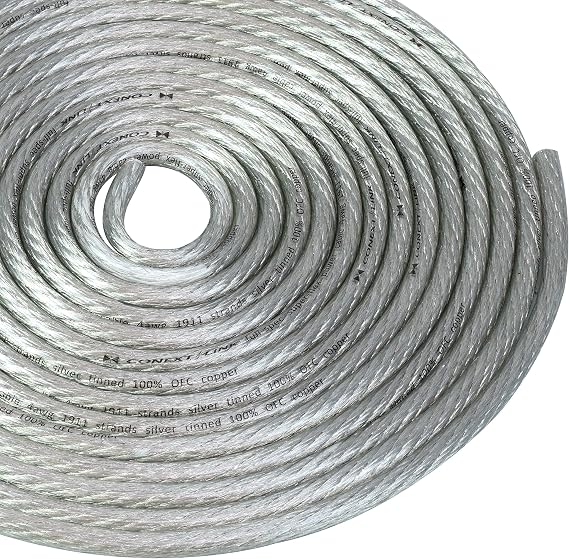 5 FT 4 AWG GA Full Gauge Battery Power Cable Ground Wire Clear Silver OFC Copper