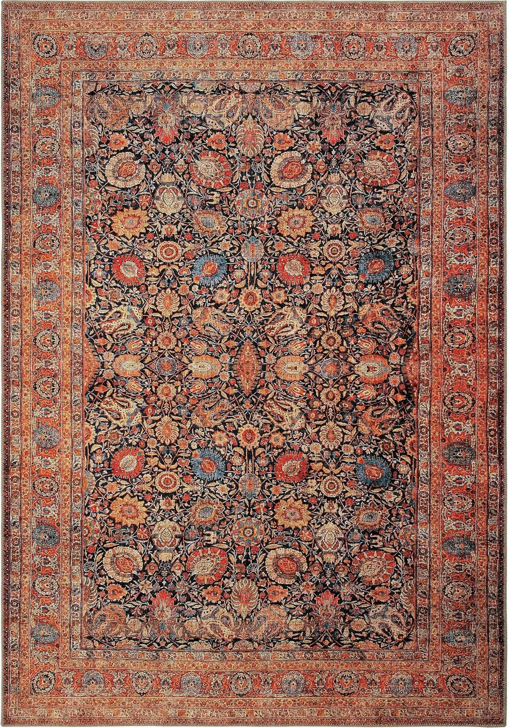 Cool Carpet Private Orange Ethnic Pattern Floral Authentic Chenille Carpet Washable Vintage Salon Carpet