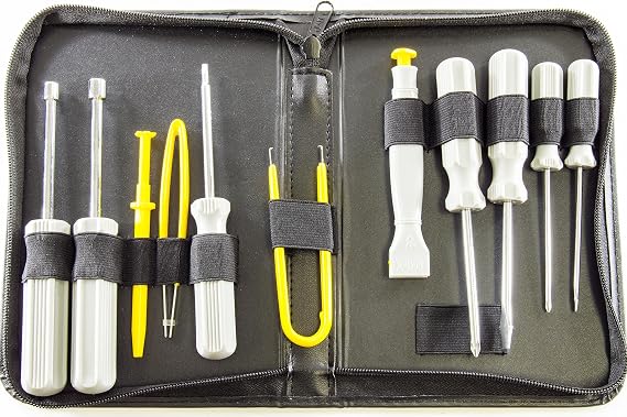 12 Piece Computer and Electronics Toolkit with Flat, #0 / #1 Phillips, and T15 Screwdrivers, Nut Drivers, IC Extractor, IC inserter, and Tweezers (Model CTK2) - by Electronix Express
