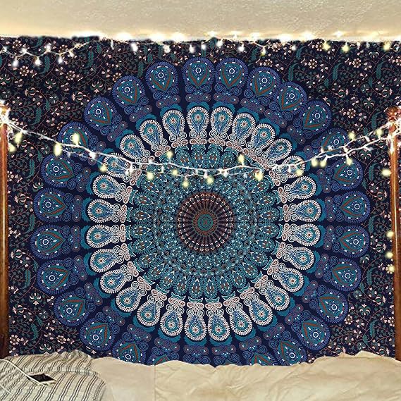 Bless International-Organic-Cotton-Blue-Green-Handmade-Mandala-Tapestry