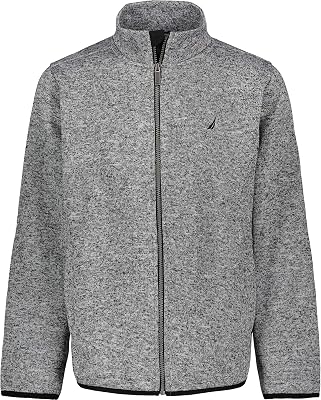 NAUTICA Boys Full Zip Fleece Jacket, Kangaroo Pockets, Made With Lightweight Fleece