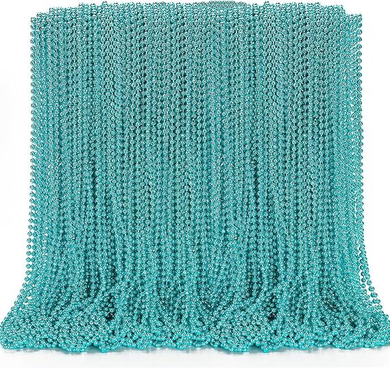 EOBOH 72PCS Mardi Gras Beads, Metallic Blue Bead Necklace Party Favors, 33" Mardi Gras Necklace Stuff, Festival Parade Throw Accessories for Wedding Birthday Gender Reveal Party Supplies Decor
